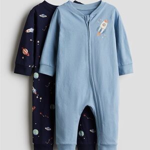 H&M Baby boy Pajamas - Blue and Navy Space Theme sleepers